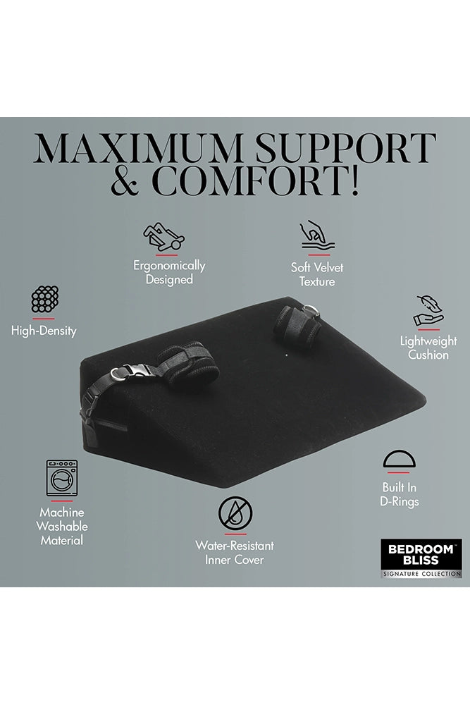 XR Brands - Bedroom Bliss - Bondage Cushion Position Aid with Restraints - Black - Stag Shop