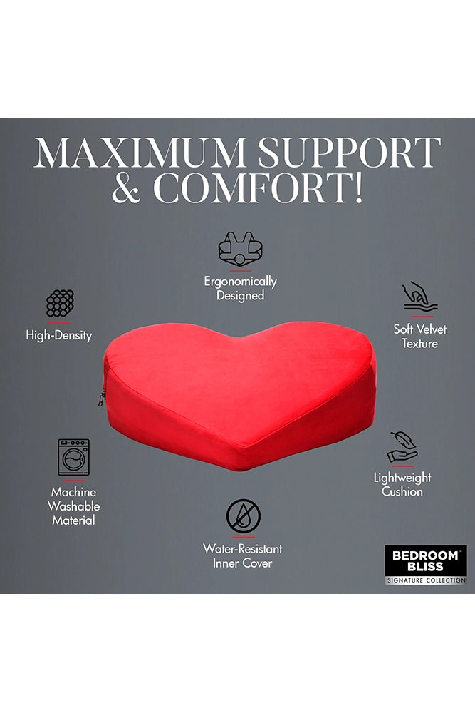 XR Brands - Bedroom Bliss - Love Pillow Heart Position Aid - Red - Stag Shop