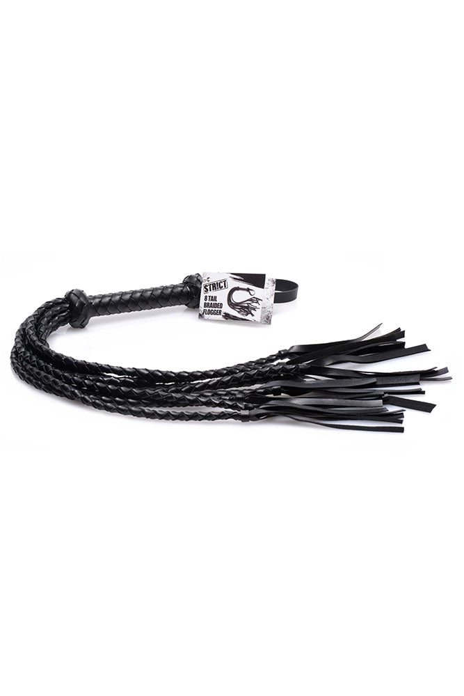 XR Brands - Strict - 8 Tail Braided Flogger - Black - Stag Shop