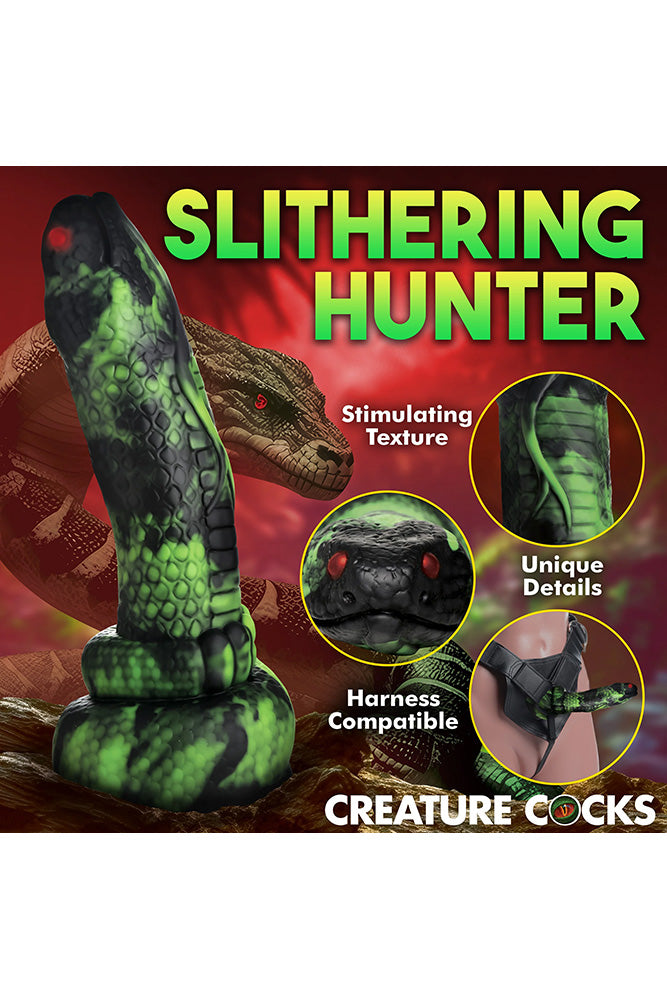 XR Brands - Creature Cocks - Python Silicone Dildo - Green/Black - Stag Shop