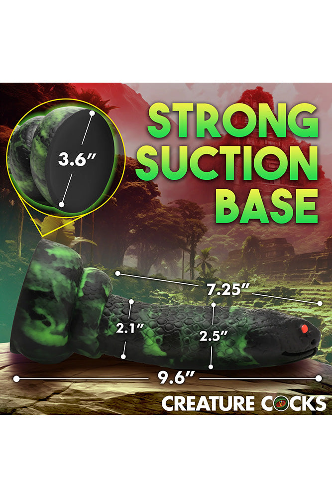 XR Brands - Creature Cocks - Python Silicone Dildo - Green/Black - Stag Shop