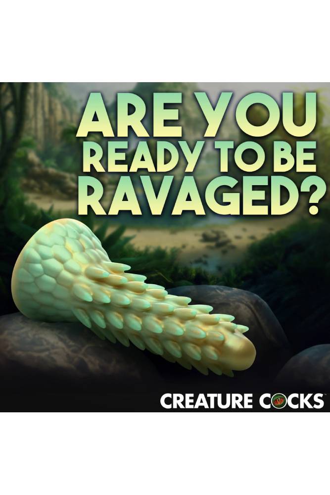 XR Brands - Creature Cocks - Stegosaurus Spiky Reptile Silicone Dildo - Green - Stag Shop