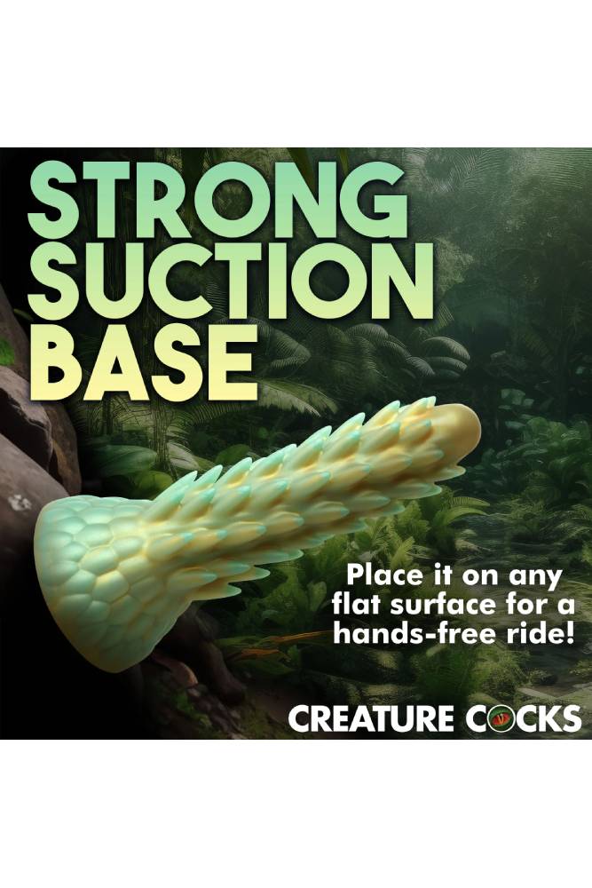 XR Brands - Creature Cocks - Stegosaurus Spiky Reptile Silicone Dildo - Green - Stag Shop