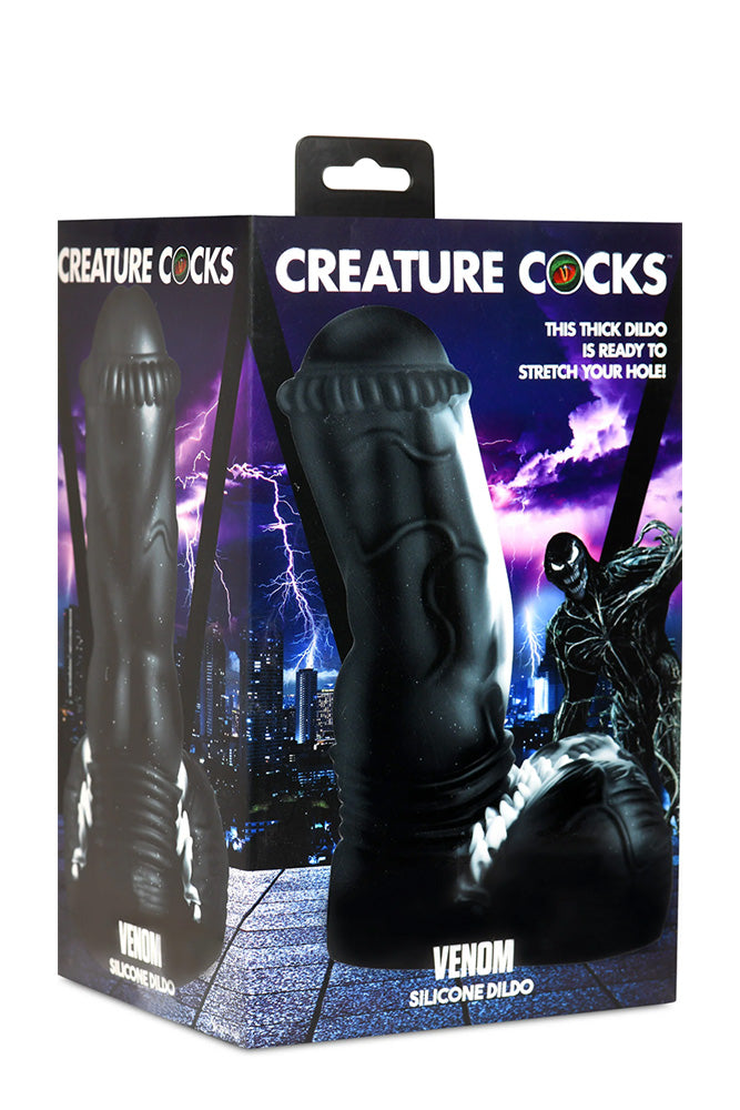 XR Brands - Creature Cocks - Venom Silicone Dildo - Black/White - Stag Shop