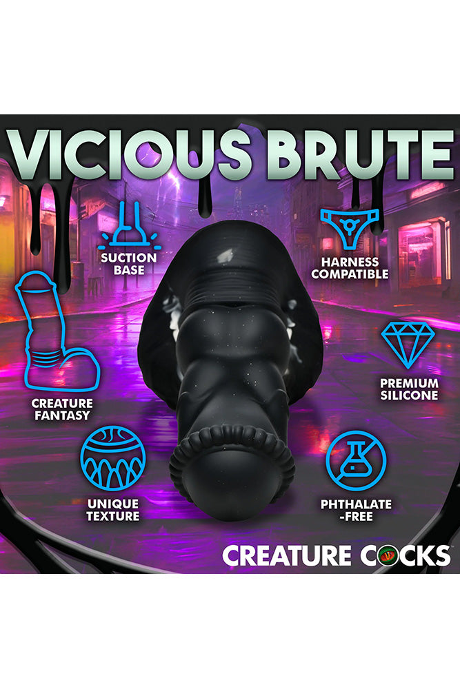 XR Brands - Creature Cocks - Venom Silicone Dildo - Black/White - Stag Shop