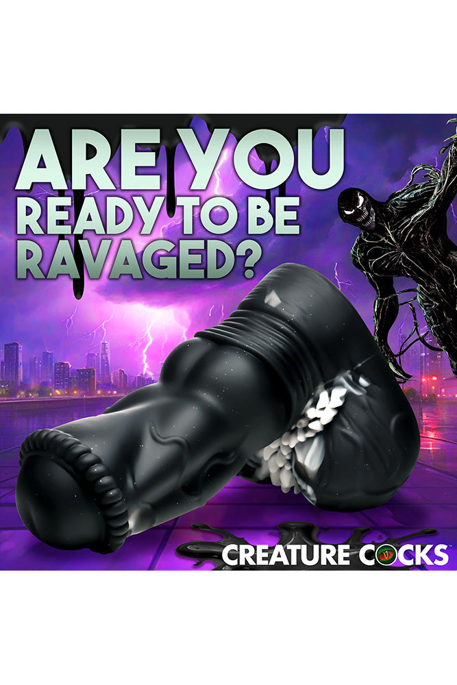 XR Brands - Creature Cocks - Venom Silicone Dildo - Black/White - Stag Shop