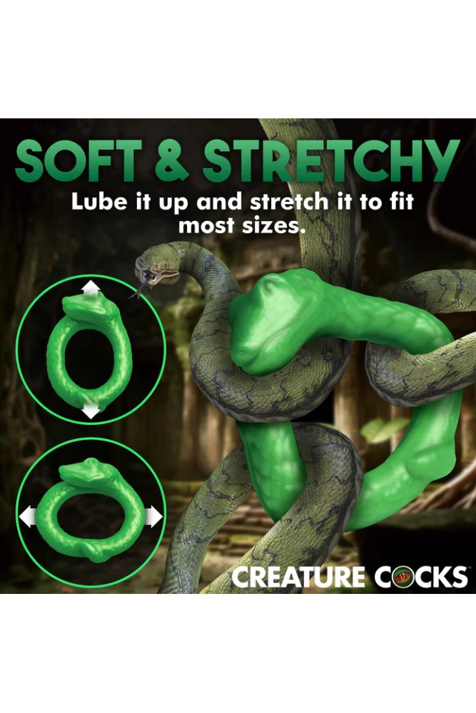 XR Brands - Creature Cocks - Serpentine Silicone Cock Ring - Green - Stag Shop