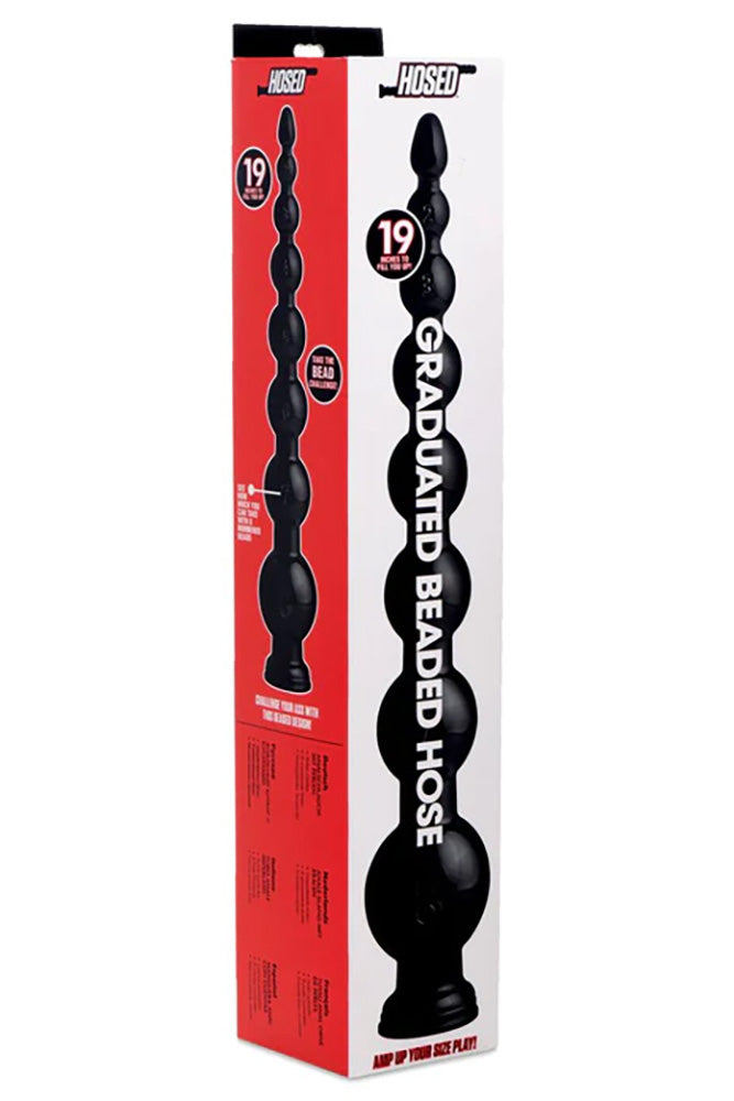 XR Brands - Hosed - Graduated Bead 19" Anal Snake - Black - Stag Shop