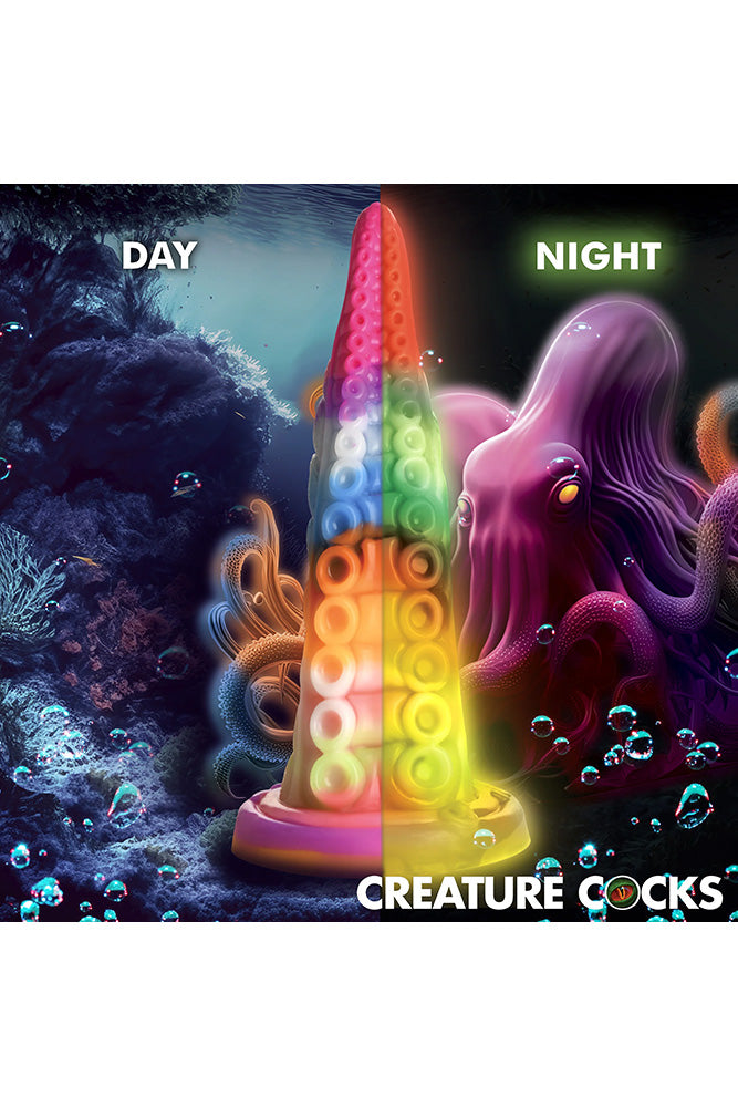 XR Brands - Creature Cocks - Luminoctopus Glow-in-the-Dark Tentacle Dildo - Multicolour - Stag Shop