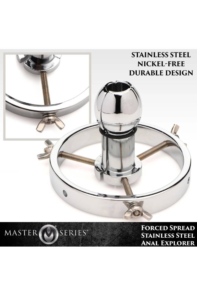 XR Brands - Master Series - Forced Spread Stainless Steel Anal Explorer - Silver - Stag Shop