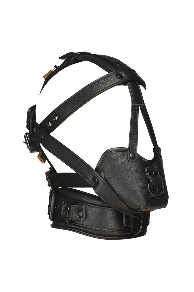 XR Brands - Master Series - Lockable Head Harness with Muzzle - Stag Shop