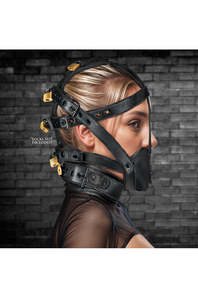 XR Brands - Master Series - Lockable Head Harness with Muzzle - Stag Shop