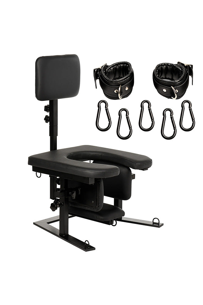 XR Brands - Master Series - Pleasure Throne Oral Sex Queening Chair - Black - Stag Shop