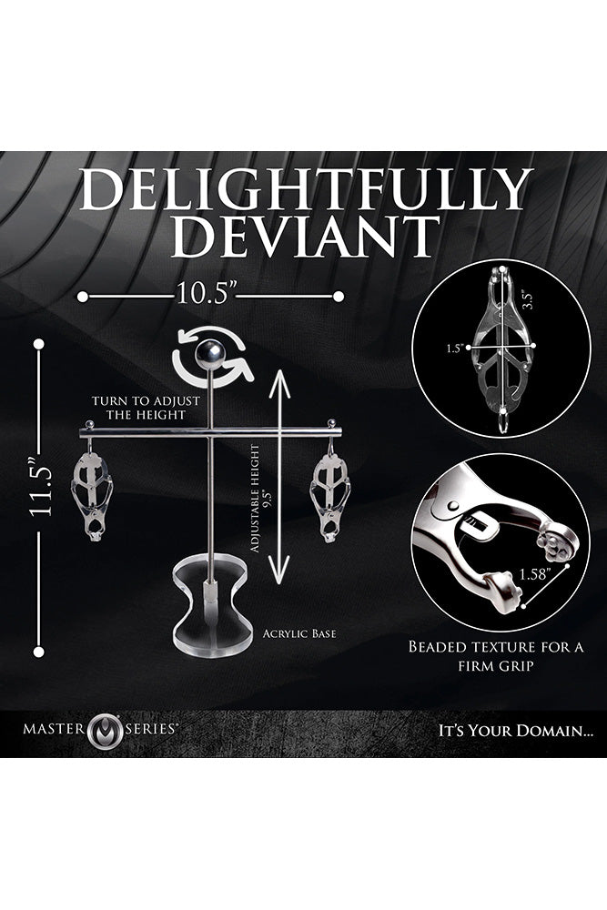 XR Brands - Master Series - Tower Of Pain Nipple Clamps - Silver - Stag Shop