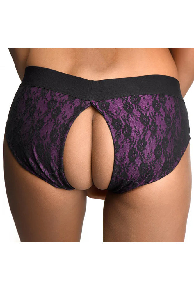 XR Brands - Strap U - Lace Envy Crotchless Panty Harness - Purple - Stag Shop