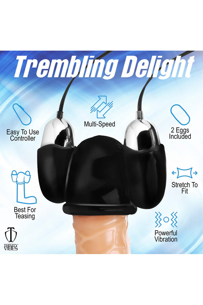 XR Brands - Trinity Vibes - Vibrating Penis Head Teaser Vibrator - Black - Stag Shop