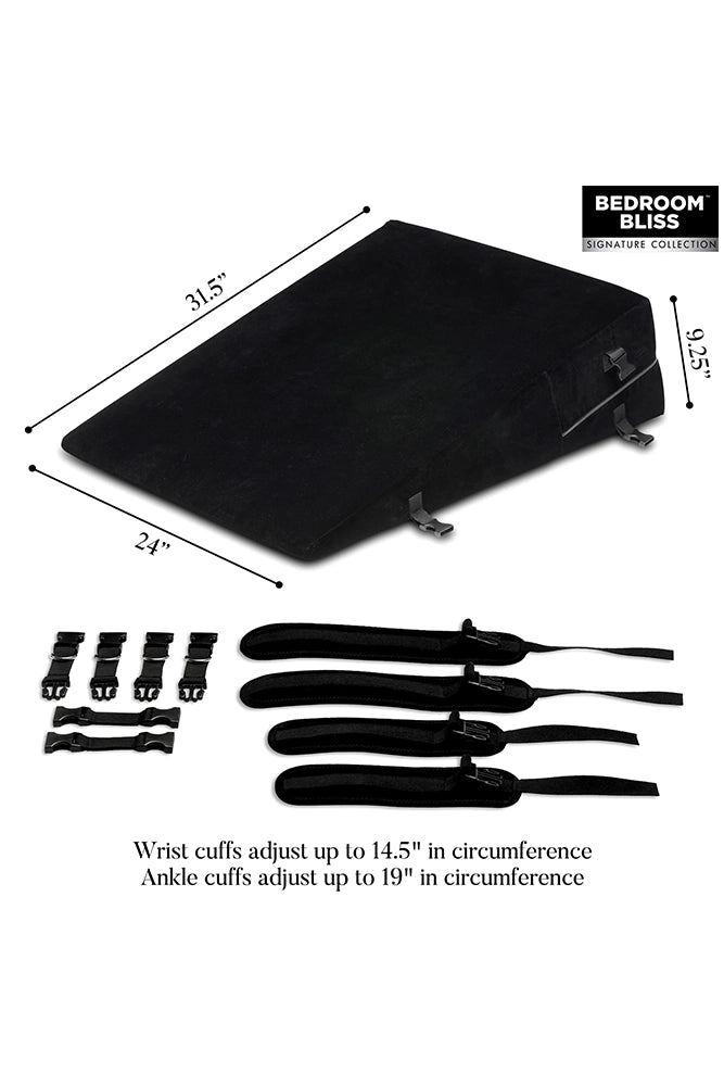 XR Brands - Bedroom Bliss - XL Bondage Cushion Position Aid with Restraints - Black - Stag Shop