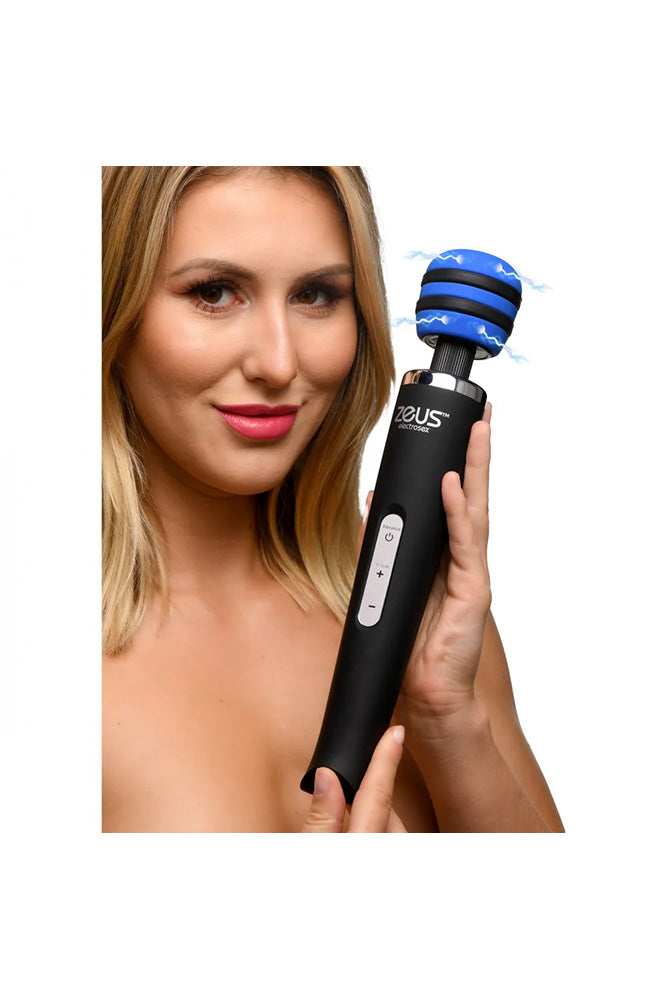 XR Brands - Zeus - E-Stim Vibrating Wand Massager -Black - Stag Shop