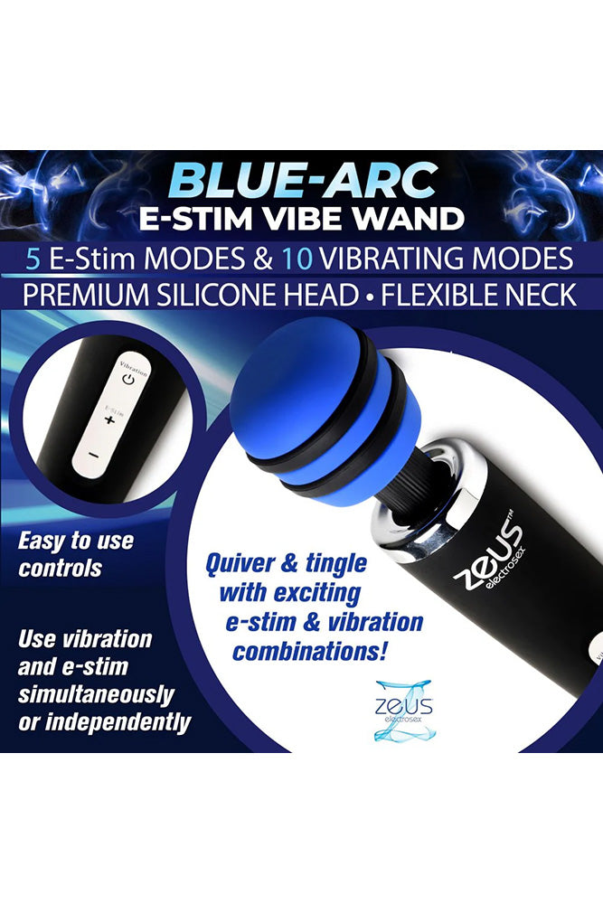 XR Brands - Zeus - E-Stim Vibrating Wand Massager -Black - Stag Shop