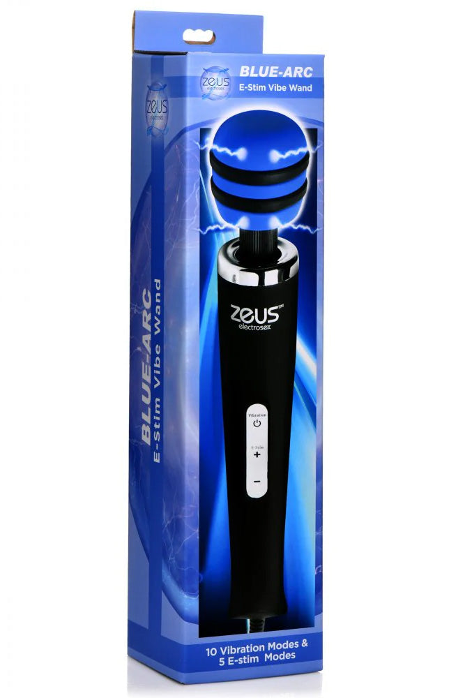 XR Brands - Zeus - E-Stim Vibrating Wand Massager -Black - Stag Shop