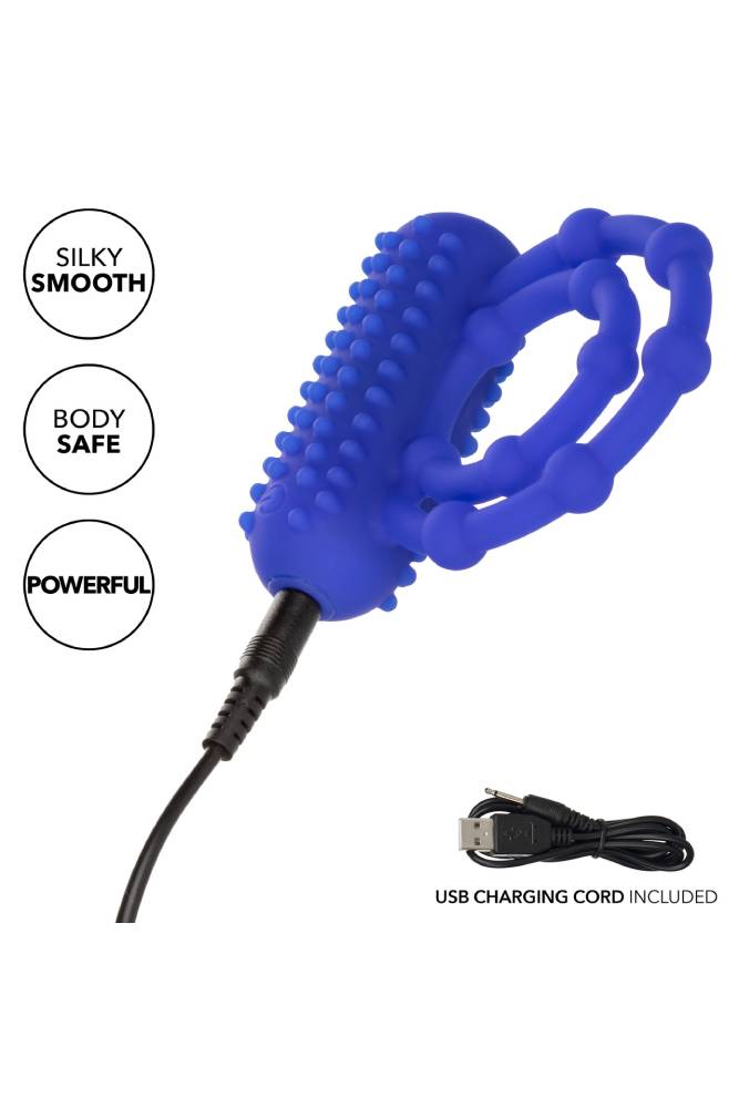 Cal Exotics - Couples Enhancer - Rechargeable 10 Bead Maximus Ring - Blue - Stag Shop