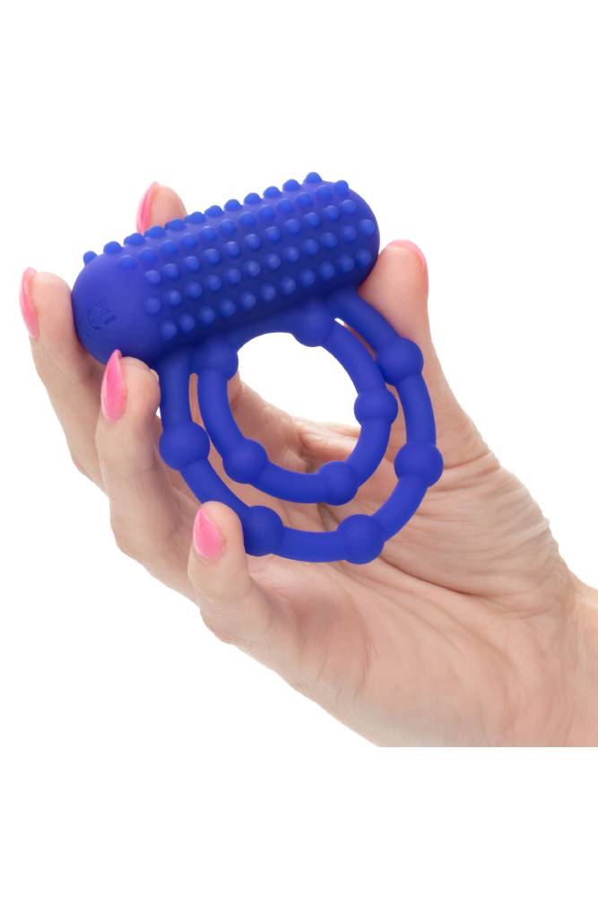 Cal Exotics - Couples Enhancer - Rechargeable 10 Bead Maximus Ring - Blue - Stag Shop