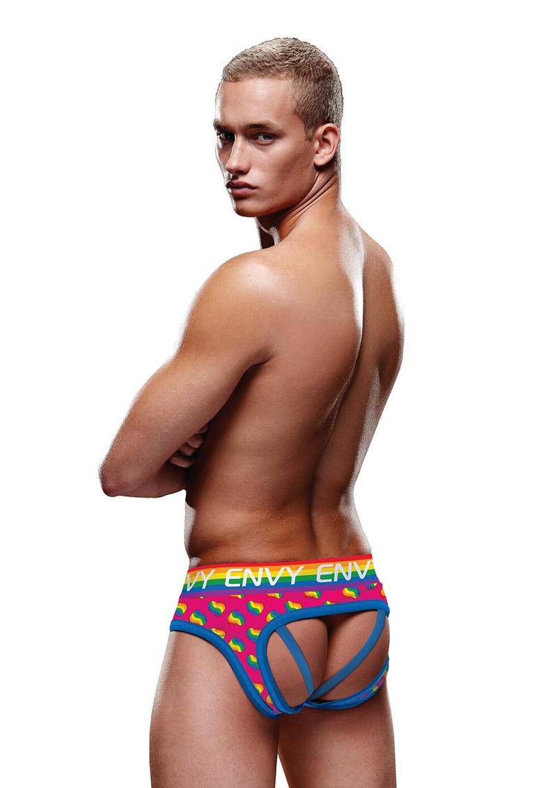 X-Gen - BLE300 - Rainbow Hearts Bubble Butt Jock - Stag Shop
