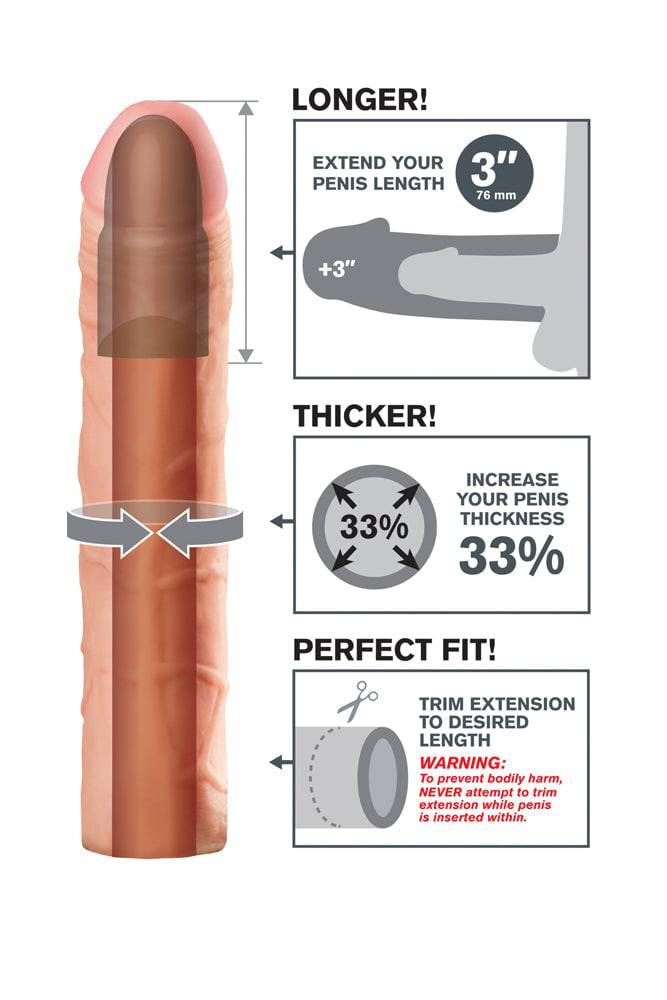 Pipedream - Fantasy X-tensions - Perfect 3 Inch Penis Extension - Beige - Stag Shop