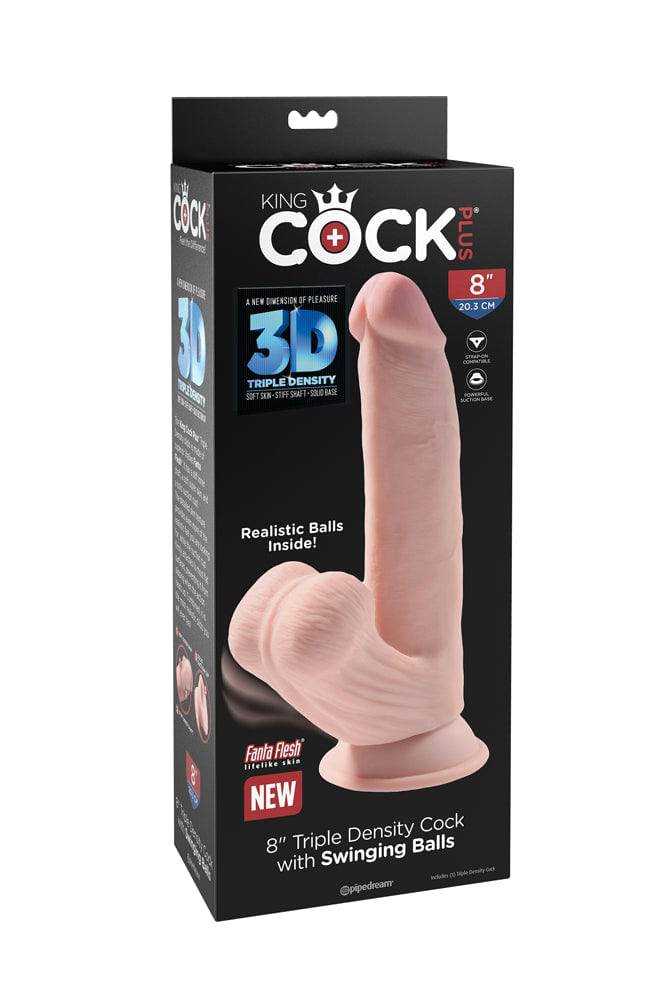 Pipedream - King Cock Plus - 8-inch Triple Density Dildo With Swinging Balls - Stag Shop