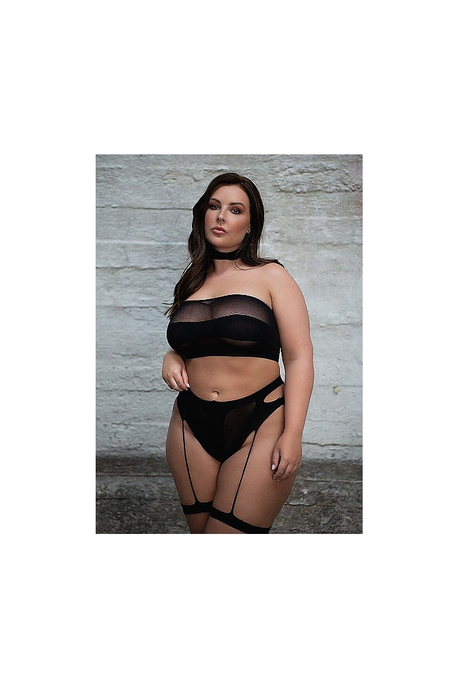 Shots Toys - Le Désir - SHA008 - Ananke Three Piece Bandeau & Panty Set - Black - OS/XL - Stag Shop