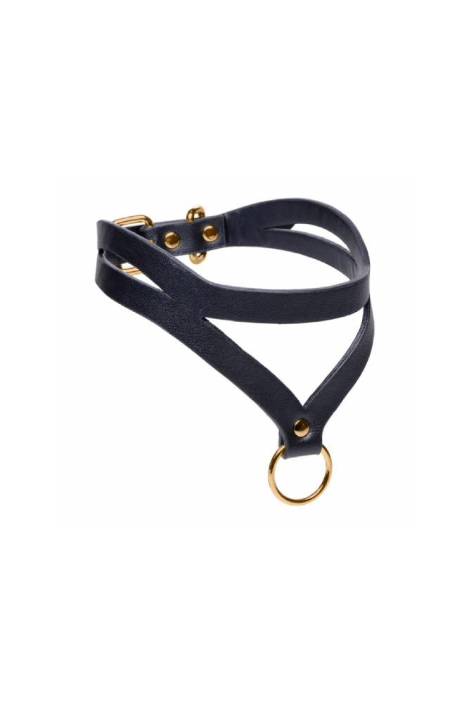 XR Brands - Master Series - Bondage Baddie Collar with O-Ring- Black/Gold - Stag Shop