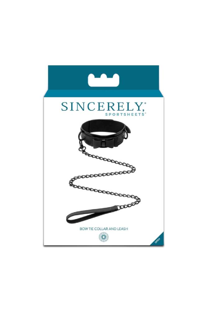 Sincerely by Sportsheets - Bow Tie Collar & Leash - Black - Stag Shop