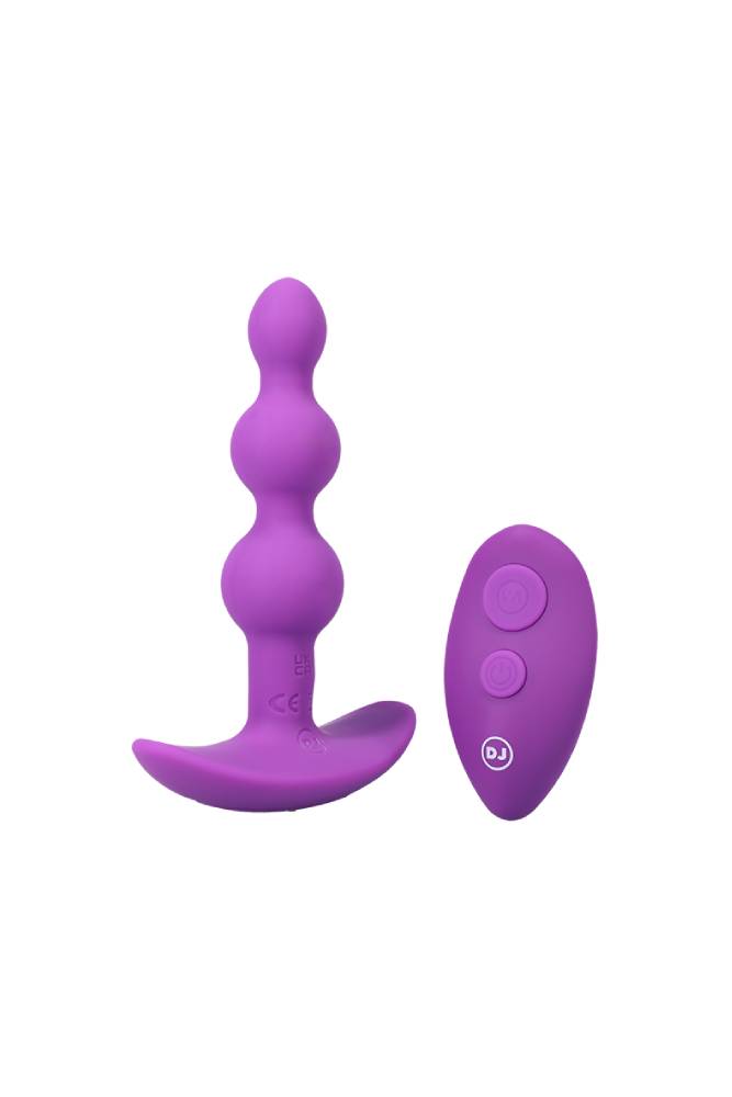 Doc Johnson - A-Play - Beaded Vibe - Remote Controlled Silicone Anal Plug - Purple - Stag Shop