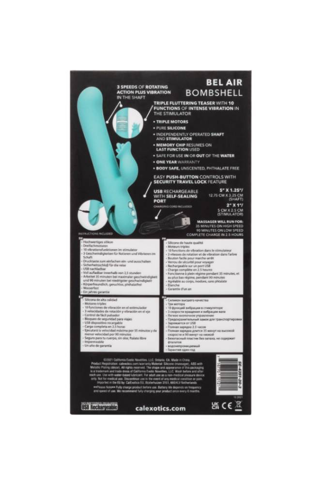 Cal Exotics - California Dreaming - Bel Air Bombshell Dual Vibrator - Turquoise - Stag Shop