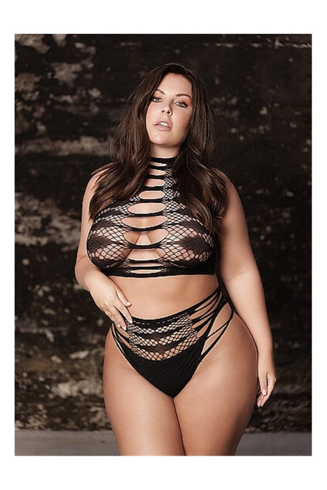 Shots Toys - Le Désir - SHA003 - Carpo Crop Top & Panty Set - Black - OS/XL - Stag Shop