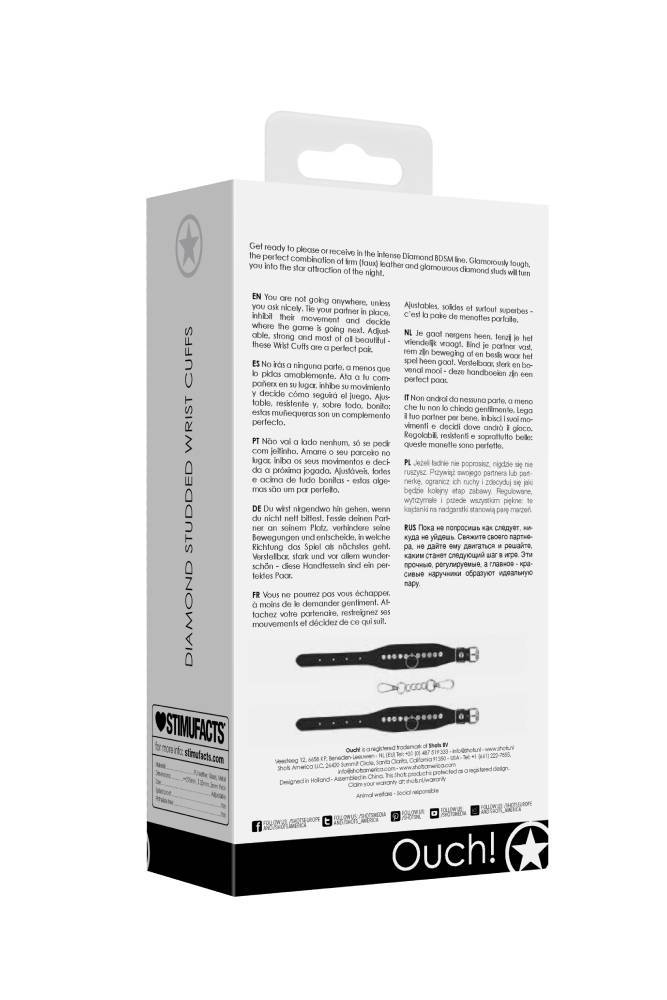 Shots Toys - Diamond Studded Wrist Cuffs - Black - Stag Shop