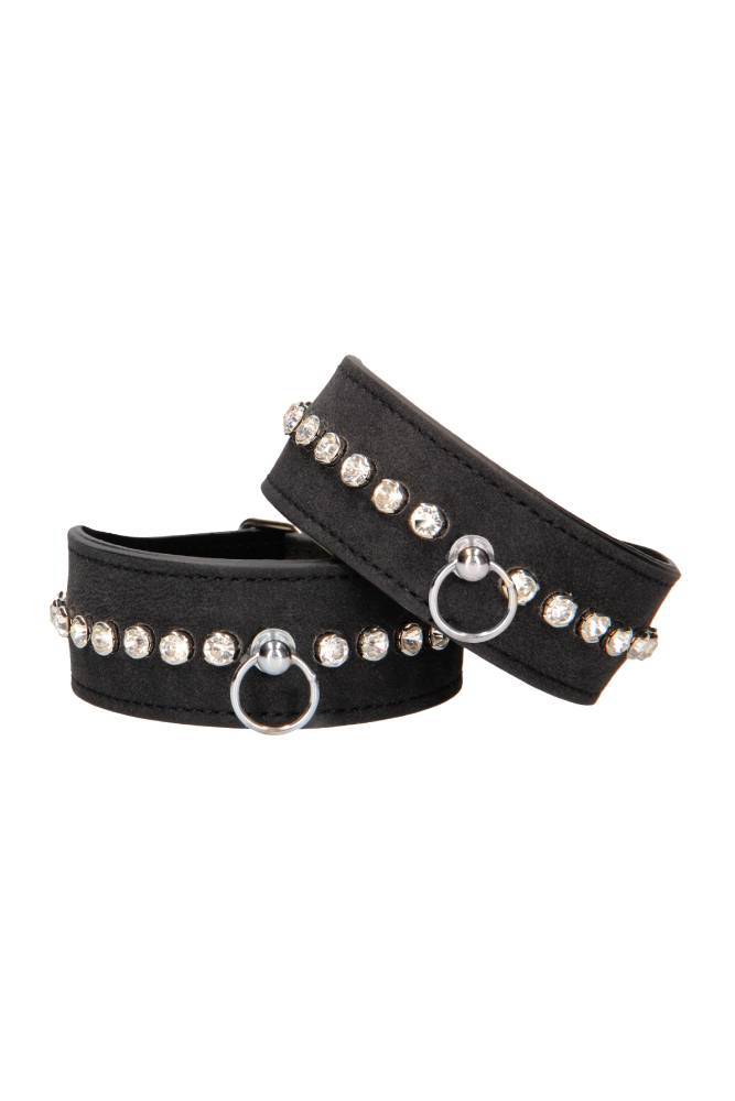 Shots Toys - Diamond Studded Wrist Cuffs - Black - Stag Shop