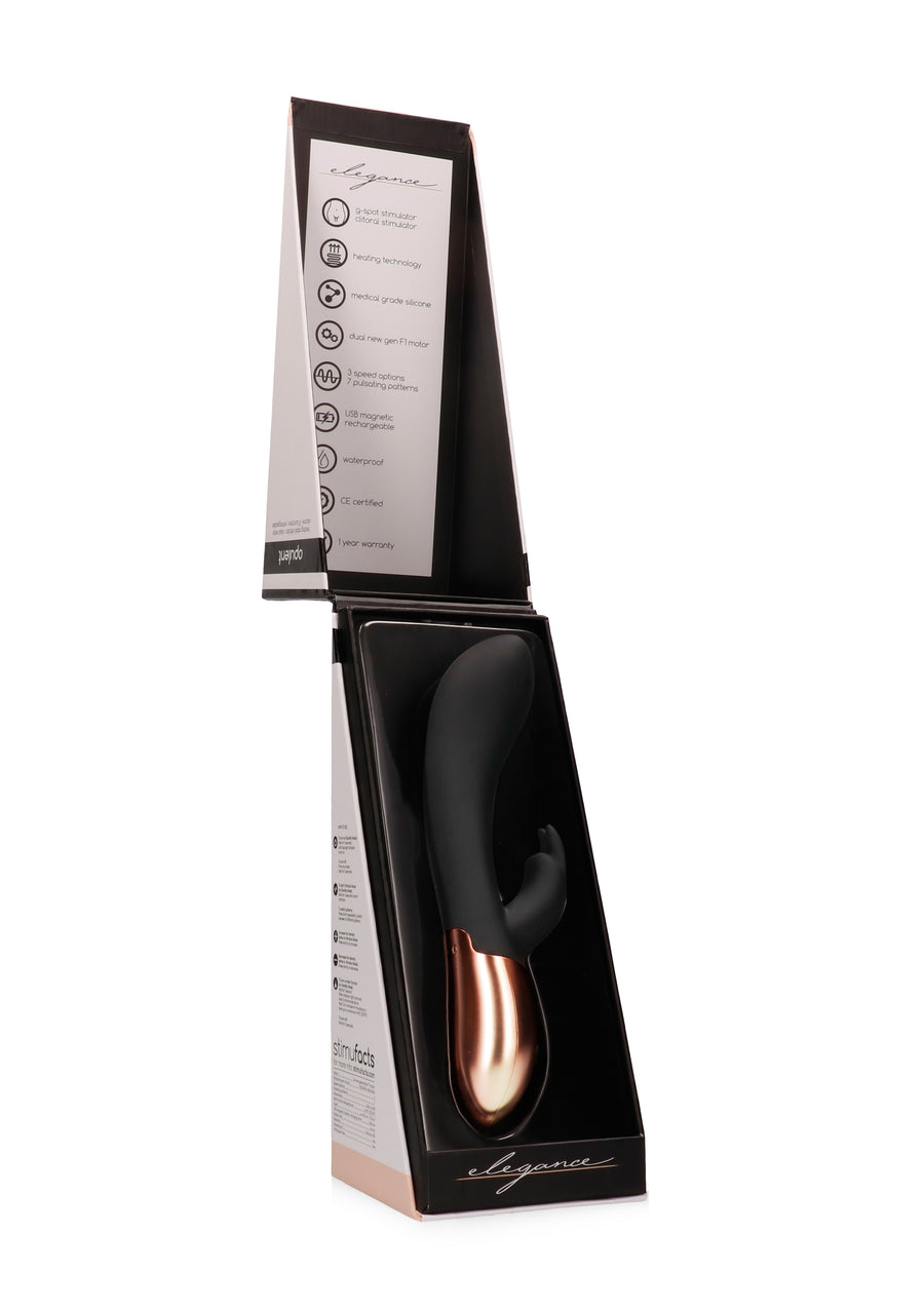 Shots Toys - Elegance - Opulent Heating Rabbit Vibrator - Black - Stag Shop