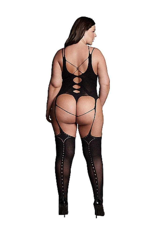 Shots Toys - Le Désir - SHA004 - Elara Open Cup Bodystocking - Black - OS/XL - Stag Shop