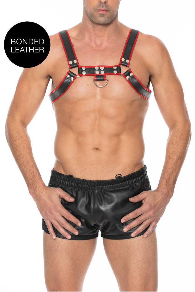 Ouch by Shots Toys - Bulldog Chest Harness - Red - SM - Stag Shop