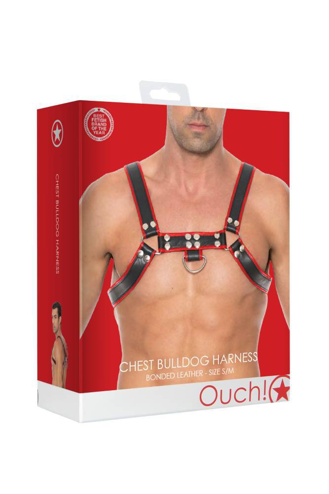Ouch by Shots Toys - Bulldog Chest Harness - Red - SM - Stag Shop