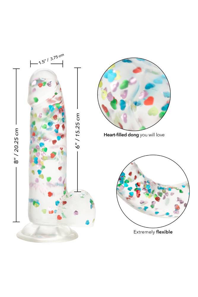Cal Exotics - Naughty Bits - I Heart Dick Heart Filled Dildo - Clear - Stag Shop