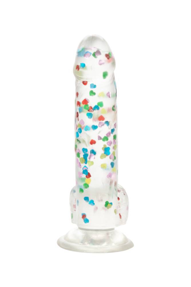 Cal Exotics - Naughty Bits - I Heart Dick Heart Filled Dildo - Clear - Stag Shop