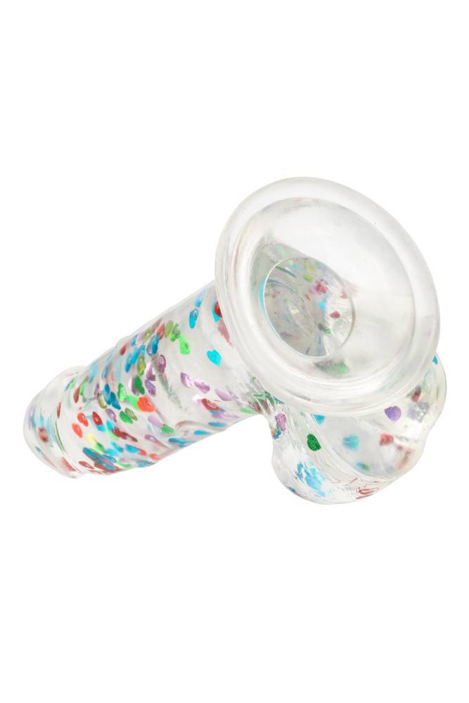 Cal Exotics - Naughty Bits - I Heart Dick Heart Filled Dildo - Clear - Stag Shop