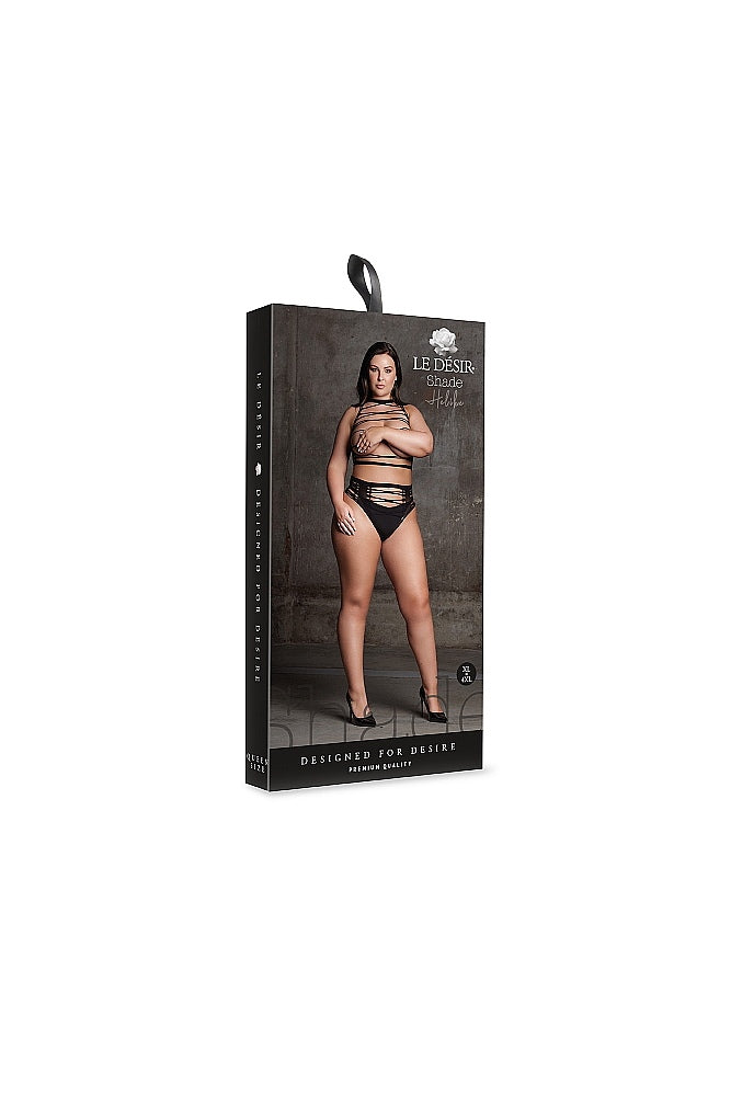 Shots Toys - Le Désir - SHA009 - Helike Open Cup Bra & Panty Set - Black - OS/XL - Stag Shop