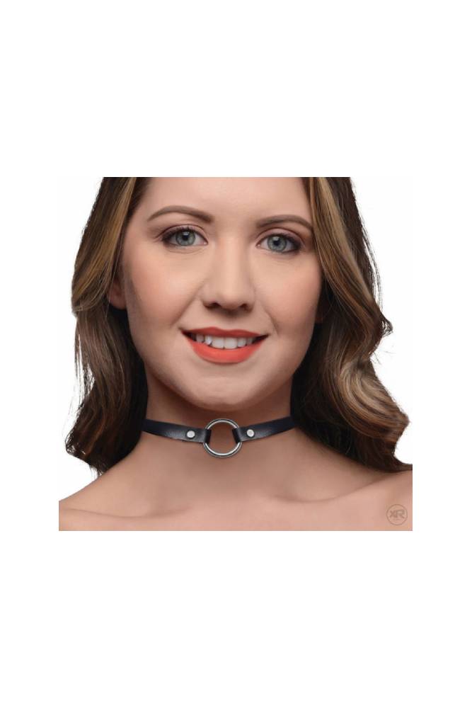 XR Brands - Master Series - Lush Pet Silver Ring Slim Collar - Black - Stag Shop