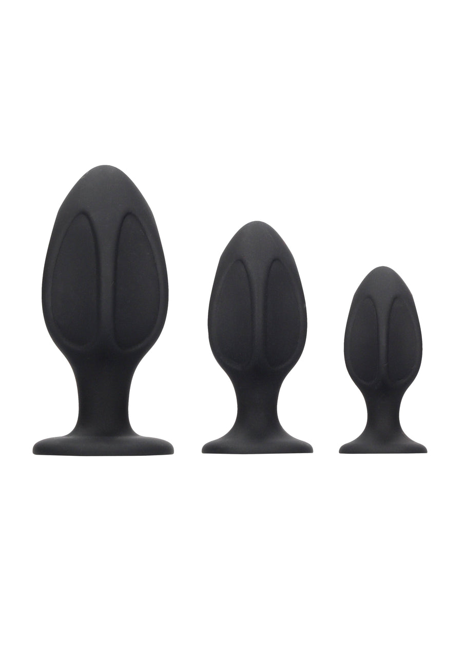 Ouch by Shots Toys - Diamond Shape Butt Plug Set - Black - Stag Shop