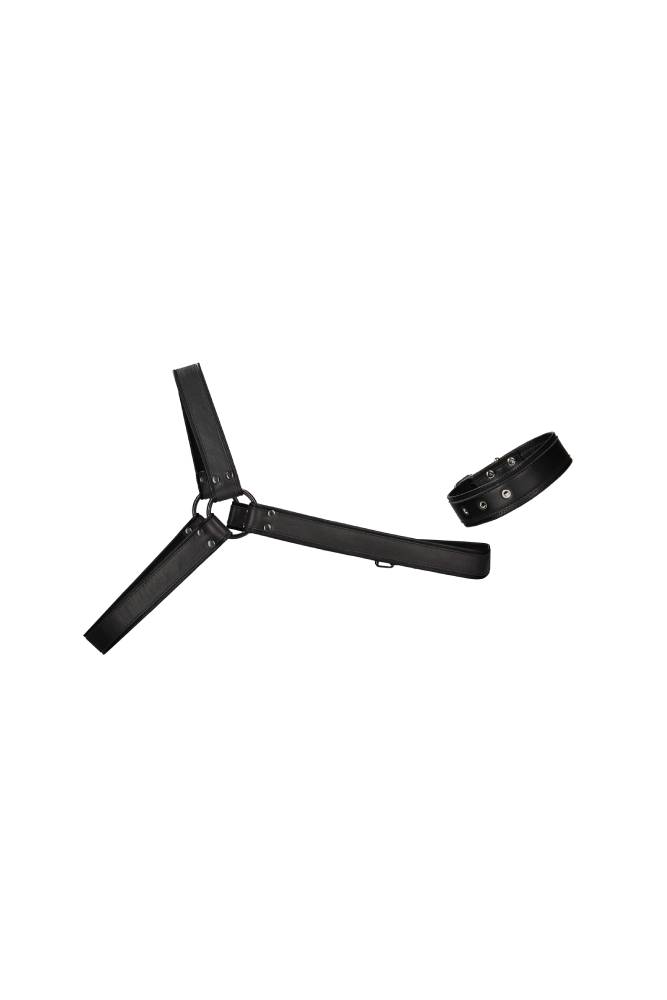 Ouch by Shots Toys - Bonded Leather Gladiator Harness - Black - Stag Shop