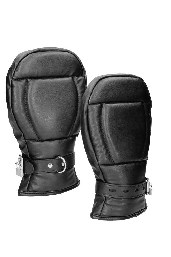 Ouch by Shots Toys - Puppy Play - Neoprene Dog Mitts with Padlocks - Black - Stag Shop