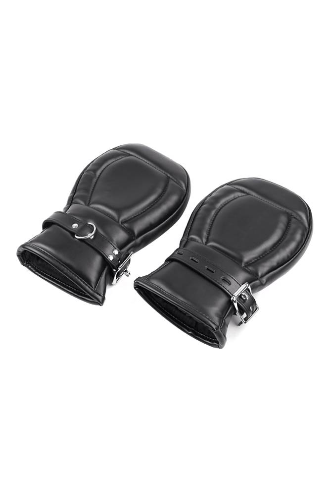 Ouch by Shots Toys - Puppy Play - Neoprene Dog Mitts with Padlocks - Black - Stag Shop